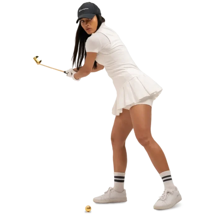 Girl Playing 24k Gold Ping Putter & Ball